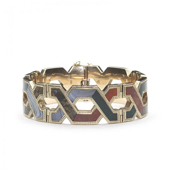 Antique Victorian Scottish Agate Gold Bracelet