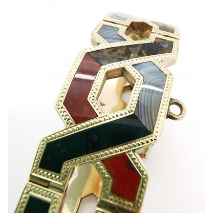 Antique Victorian Scottish Agate Gold Bracelet