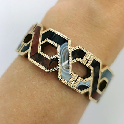Antique Victorian Scottish Agate Gold Bracelet