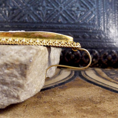 Antique Victorian Shell Cameo 15ct Gold Pendant Earrings