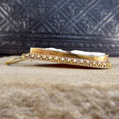 Antique Victorian Shell Cameo 15ct Gold Pendant Earrings