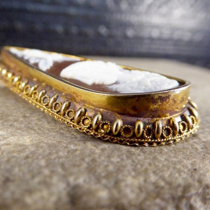 Antique Victorian Shell Cameo 15ct Gold Pendant Earrings