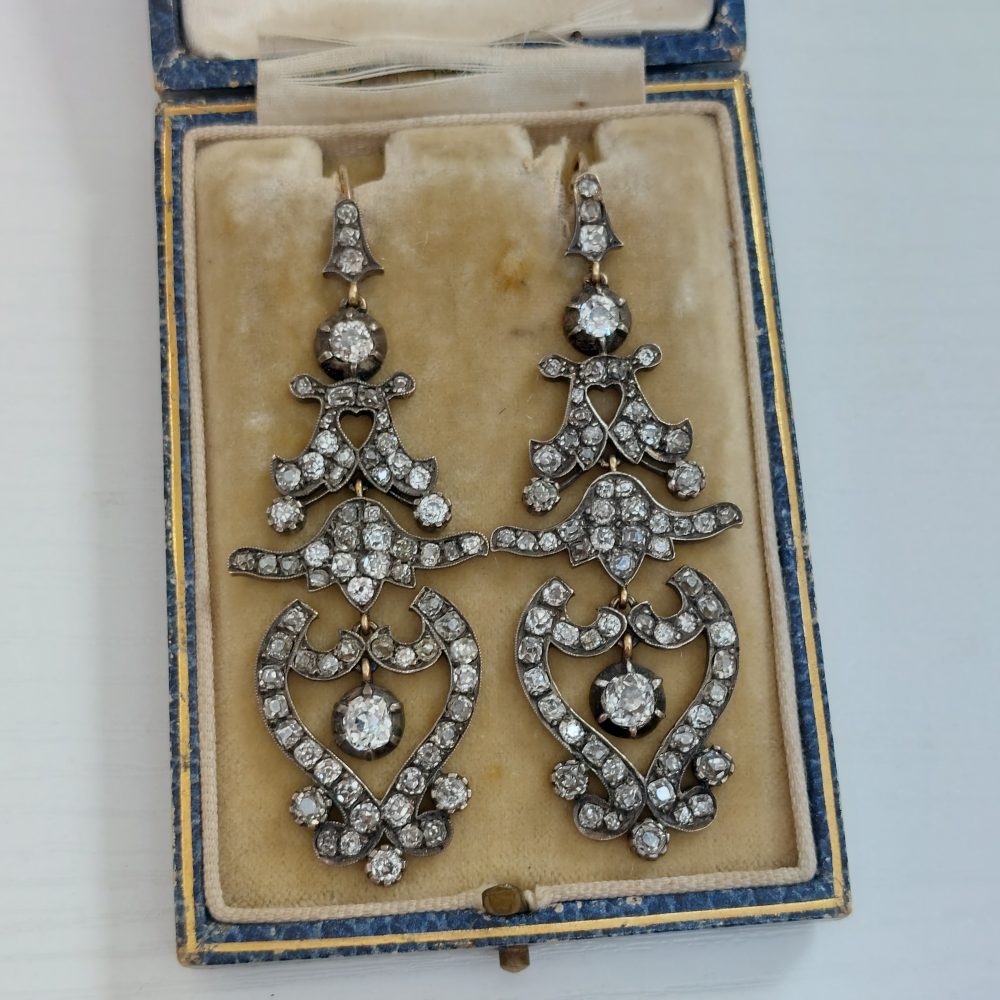 Antique Victorian Style Diamond Drop Earrings