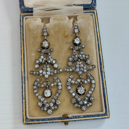 Antique Victorian Style Diamond Drop Earrings