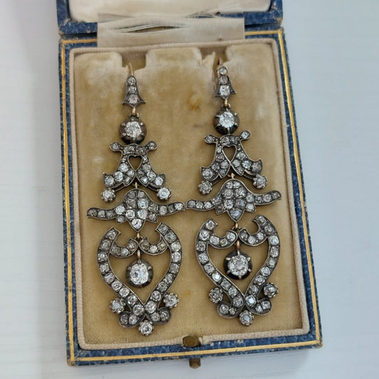 Antique Victorian Style Diamond Drop Earrings