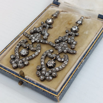 Antique Victorian Style Diamond Drop Earrings