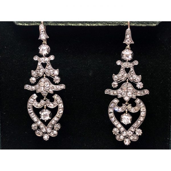 Antique Victorian Style Diamond Drop Earrings