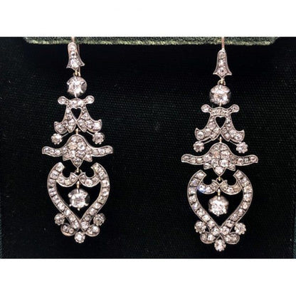 Antique Victorian Style Diamond Drop Earrings
