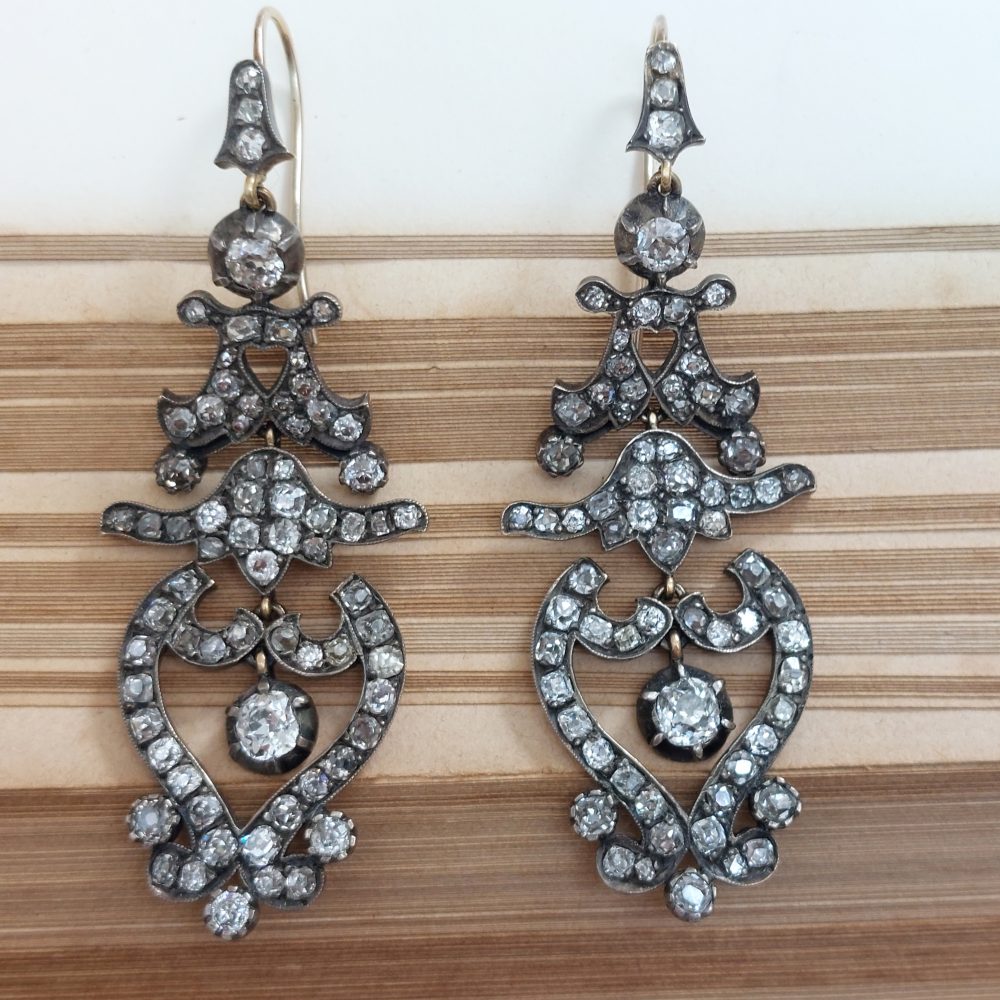 Antique Victorian Style Diamond Drop Earrings