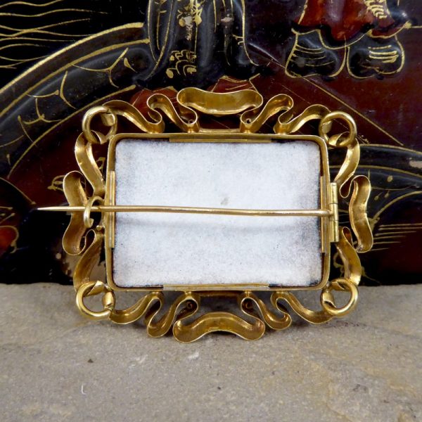 Antique Victorian Swiss Scene Brooch with Enamel Detailing