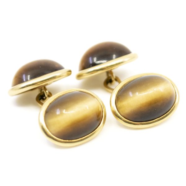 Antique Victorian Tiger's Eye Gold Cufflinks BB1