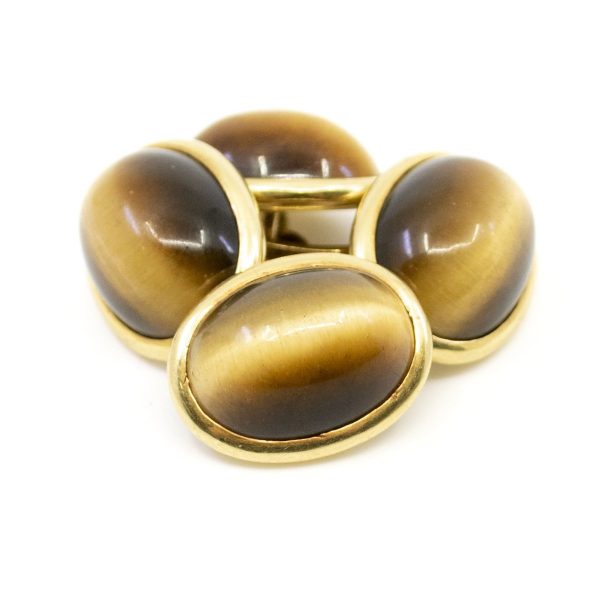 Antique Victorian Tiger's Eye Gold Cufflinks