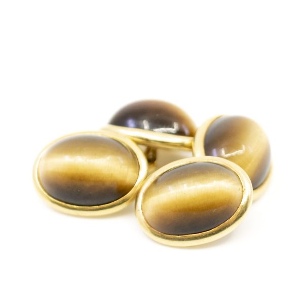 Antique Victorian Tiger's Eye Gold Cufflinks BB3