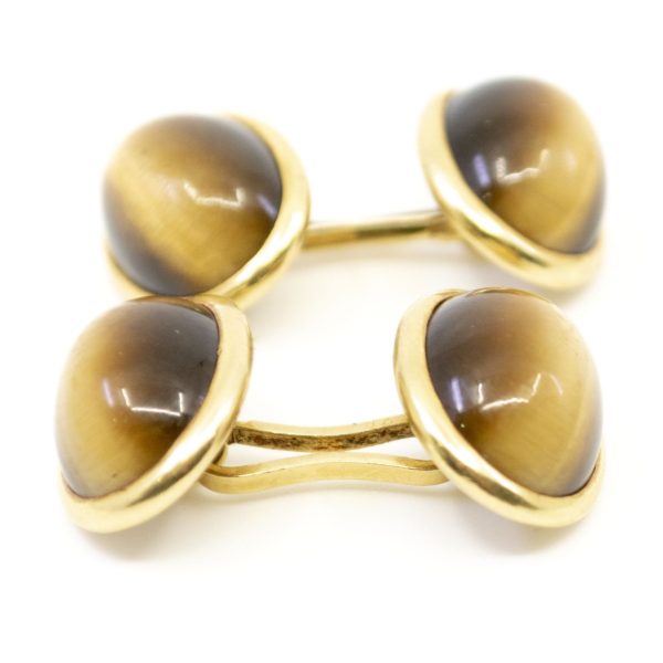 Antique Victorian Tiger's Eye Gold Cufflinks