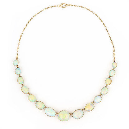 Antique Victorian Water Opal Riviere Collar Necklace, Late 19th century Circa 1880