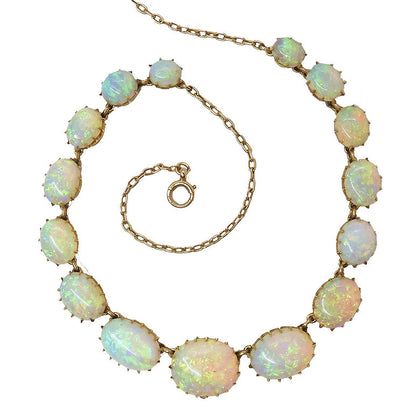 Antique Victorian Water Opal Riviere Collar Necklace, Late 19th century Circa 1880