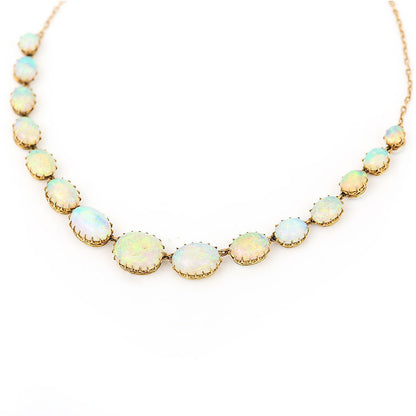 Antique Victorian Water Opal Riviere Collar Necklace, Late 19th century Circa 1880
