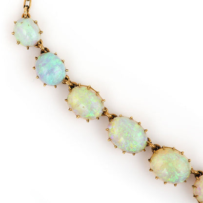 Antique Victorian Water Opal Riviere Collar Necklace, Late 19th century Circa 1880