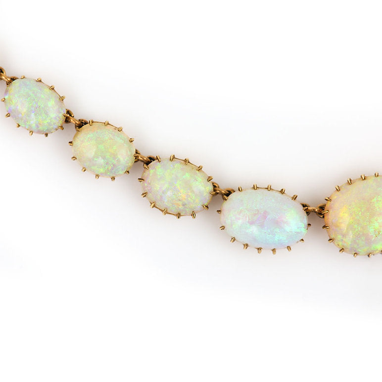 Antique Victorian Water Opal Riviere Collar Necklace, Late 19th century Circa 1880