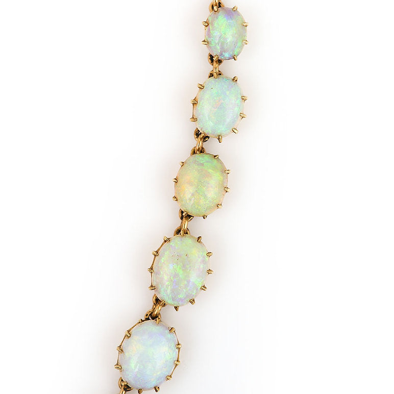 Antique Victorian Water Opal Riviere Collar Necklace, Late 19th century Circa 1880