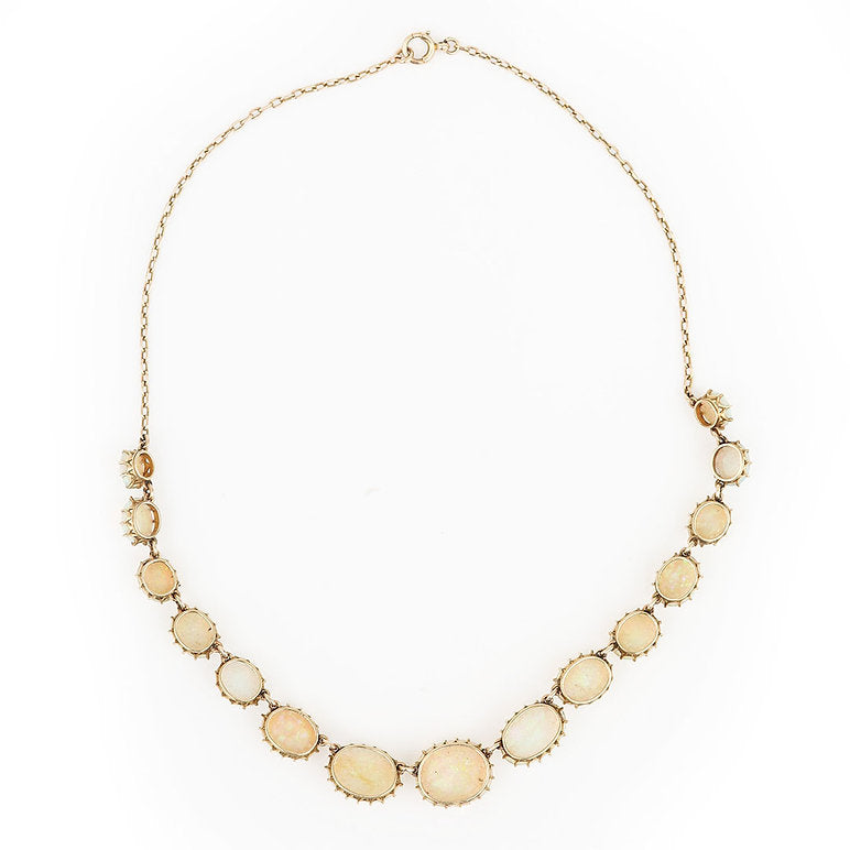 Antique Victorian Water Opal Riviere Collar Necklace, Late 19th century Circa 1880
