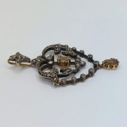 Antique Victorian Zircon & Diamond Pendant Necklace