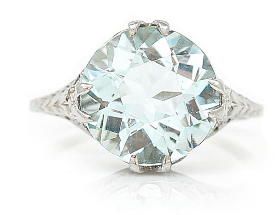 Antique Edwardian Aquamarine Ring, Circa 1910