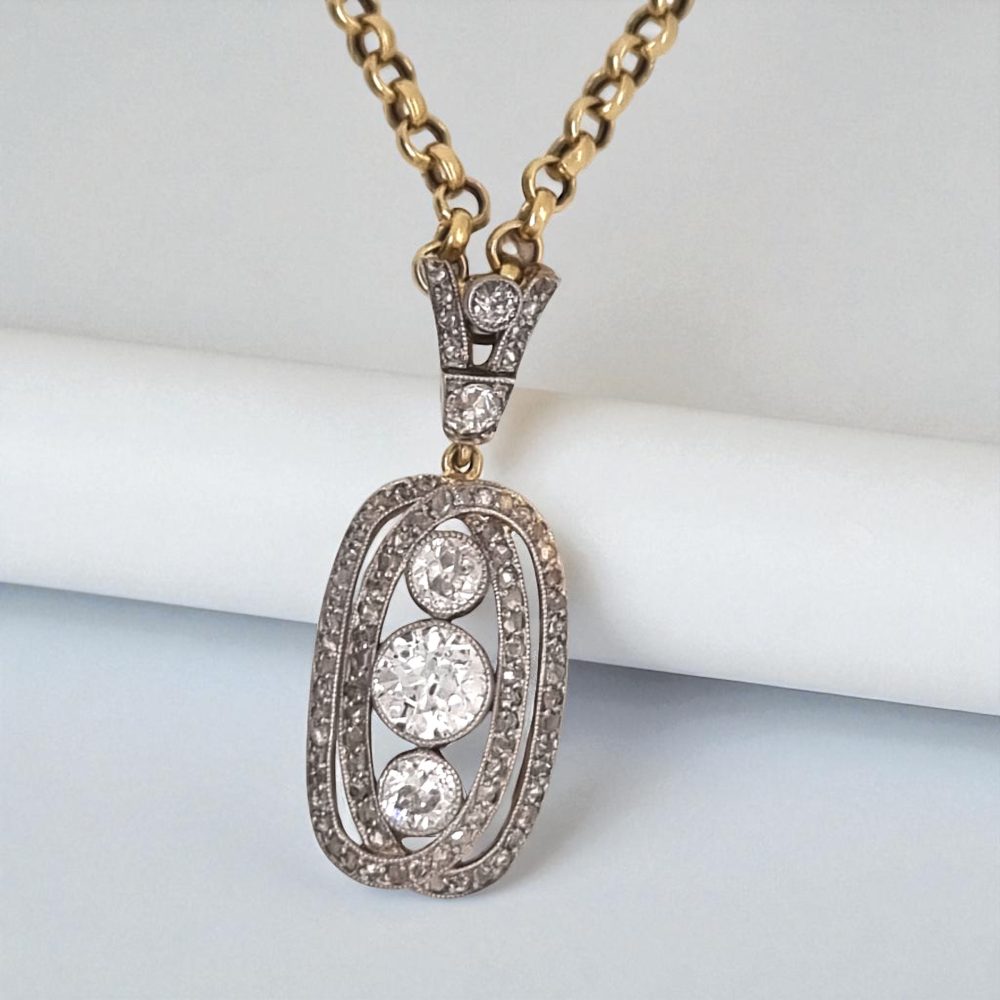 Antique Edwardian Diamond Plaque Pendant