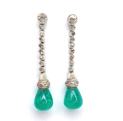 Antique emerald and diamond drop earrings