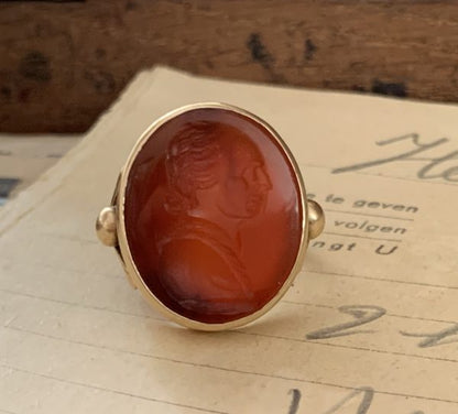 Victorian 19th Century Carved Intaglio Carnelian Ring