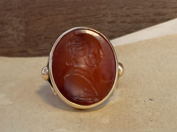 Victorian 19th Century Carved Intaglio Carnelian Ring