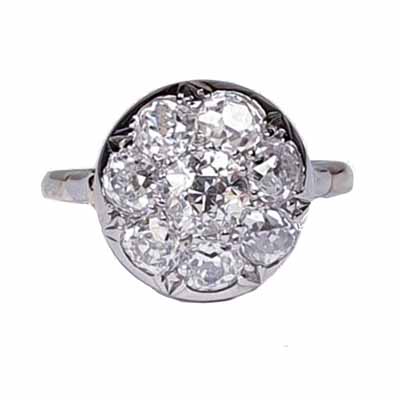 Antique Edwardian Old Cut Diamond Cluster Ring, 1910