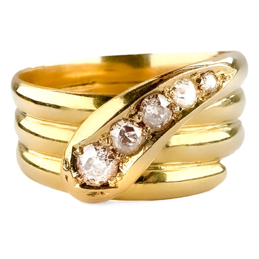 Antique 1912 Five Diamond Snake Ring
