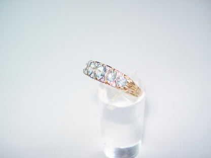 Aquamarine and Diamond Five Stone Ring