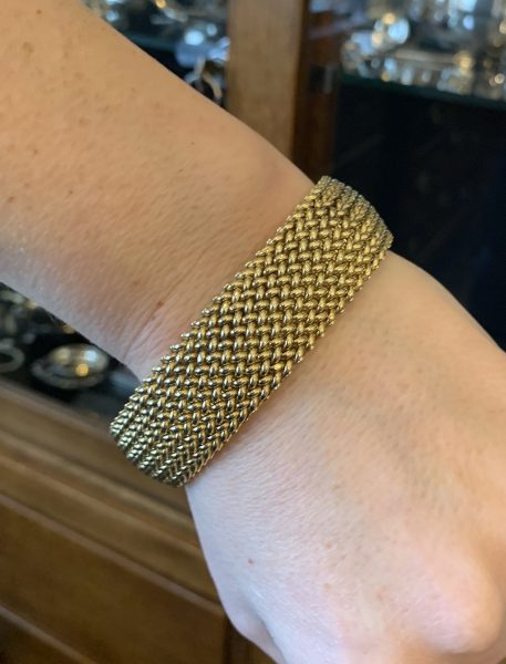 Vintage Gold Mesh Style Bracelet, BREV, 1970's