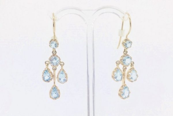 Aquamarine Chandelier Gold Drop Earrings