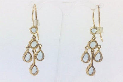 Aquamarine Chandelier Gold Drop Earrings