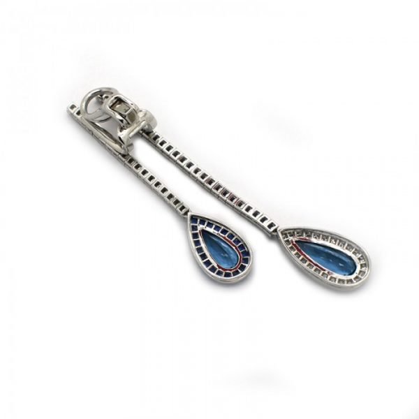 Aquamarine Sapphire Diamond Double Drop Earrings