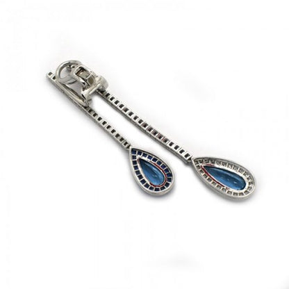 Aquamarine Sapphire Diamond Double Drop Earrings