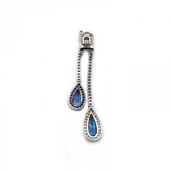 Aquamarine Sapphire Diamond Double Drop Earrings