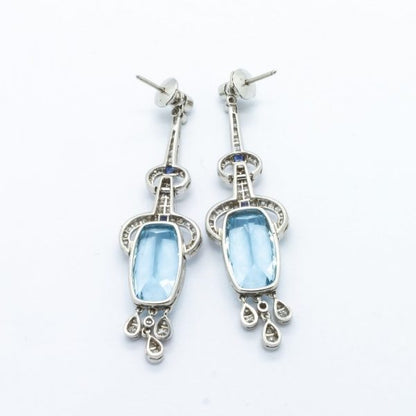 Aquamarine Sapphire Diamond Platinum Earrings
