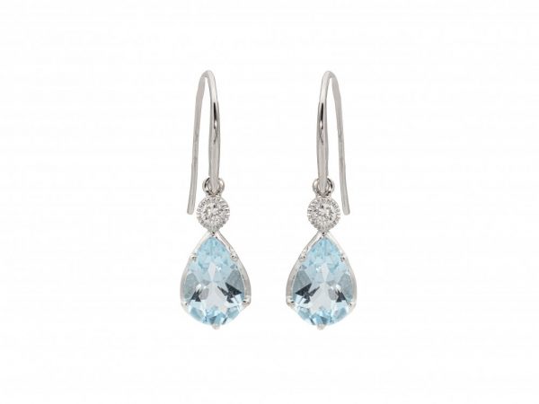 Aquamarine and Diamond Drop Earrings