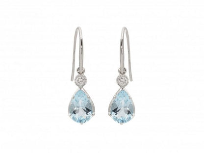 Aquamarine and Diamond Drop Earrings