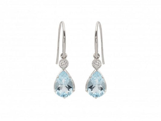Aquamarine and Diamond Drop Earrings