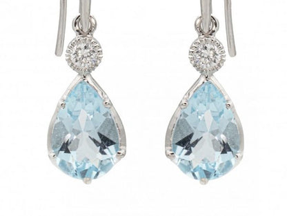 Aquamarine and Diamond Drop Earrings