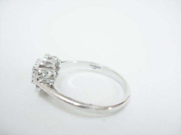 Aquamarine and Diamond Square Cluster Ring