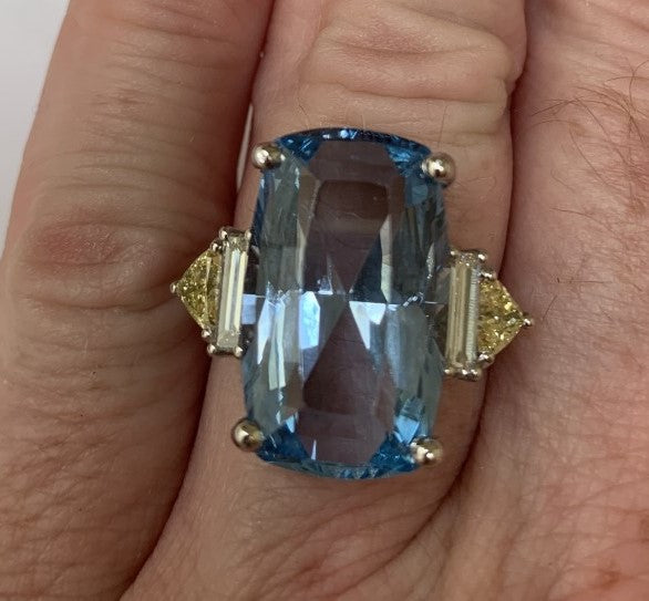 Aquamarine and Yellow Diamond Dress Ring