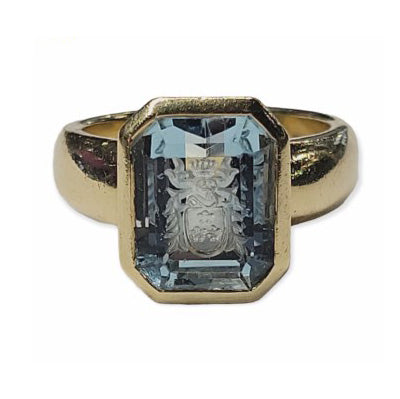 Aquamarine Intaglio Signet Ring