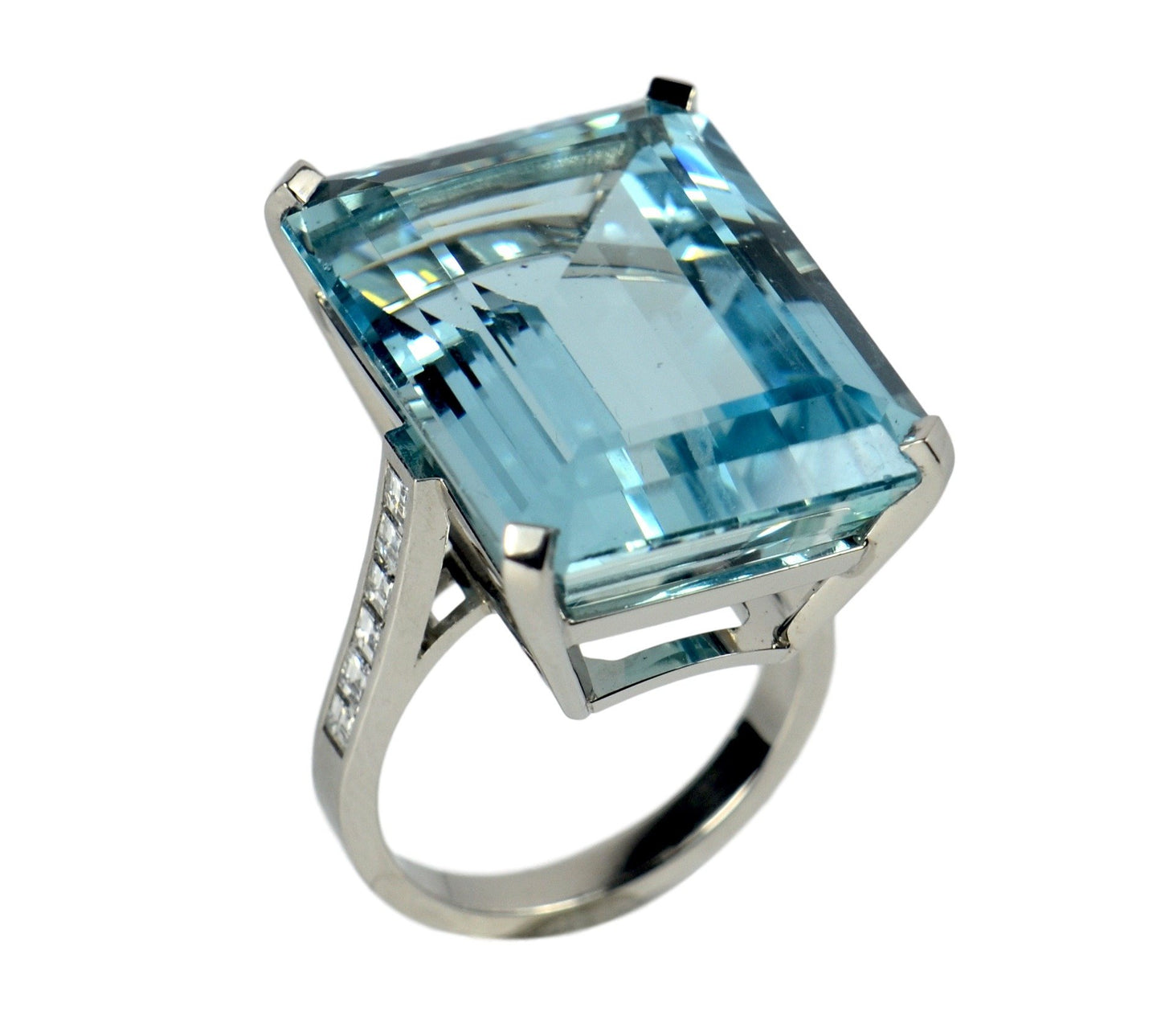 32.70ct Aquamarine and Diamond Cocktail Ring in Platinum