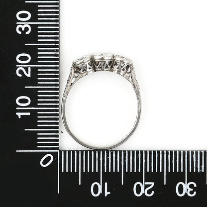 Art Deco 1.08cts Early Brilliant Cut Diamond Trilogy Ring